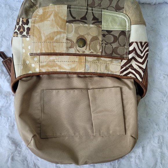 COACH 10808 Ergo Patchwork Leather Canvas Suede Hobo in Earth Tone Brown Color - Picture 11 of 12